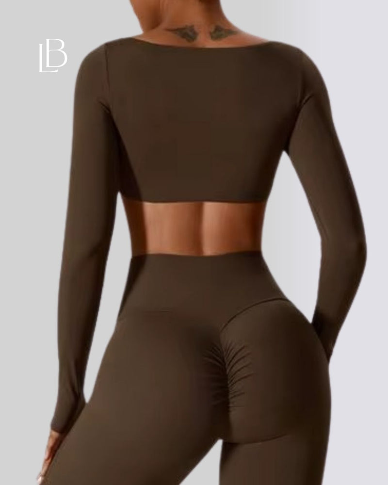 Top Dry Fit Manga Longa Essential Marrom