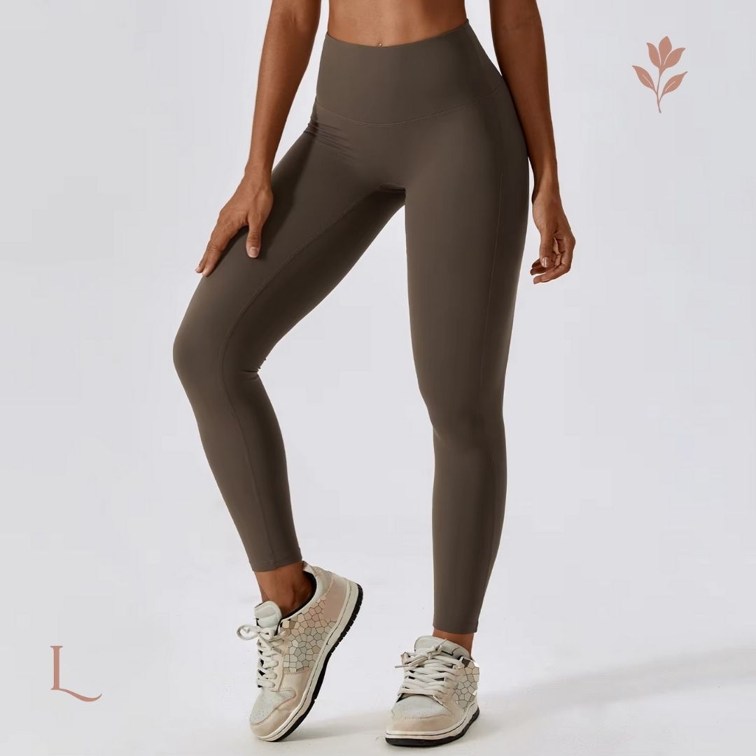 Legging Feminina Cintura Alta – Flexibilidade, Estilo e Sustentação Marrom