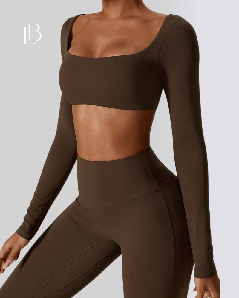 Top Dry Fit Manga Longa Essential Marrom