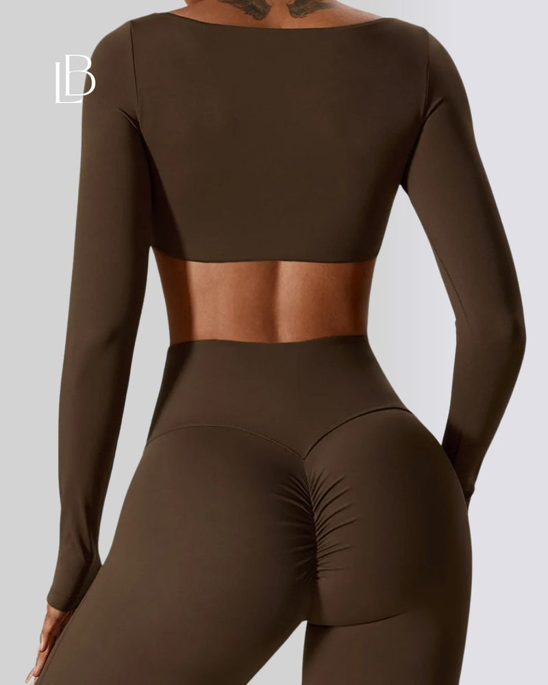 Top Dry Fit Manga Longa Essential Marrom