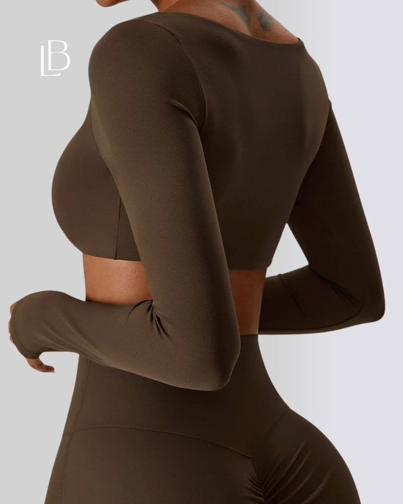 Top Dry Fit Manga Longa Essential Marrom