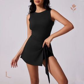 Vestido Esportivo com Shorts Interno – Liberdade e Estilo no Movimento Preto