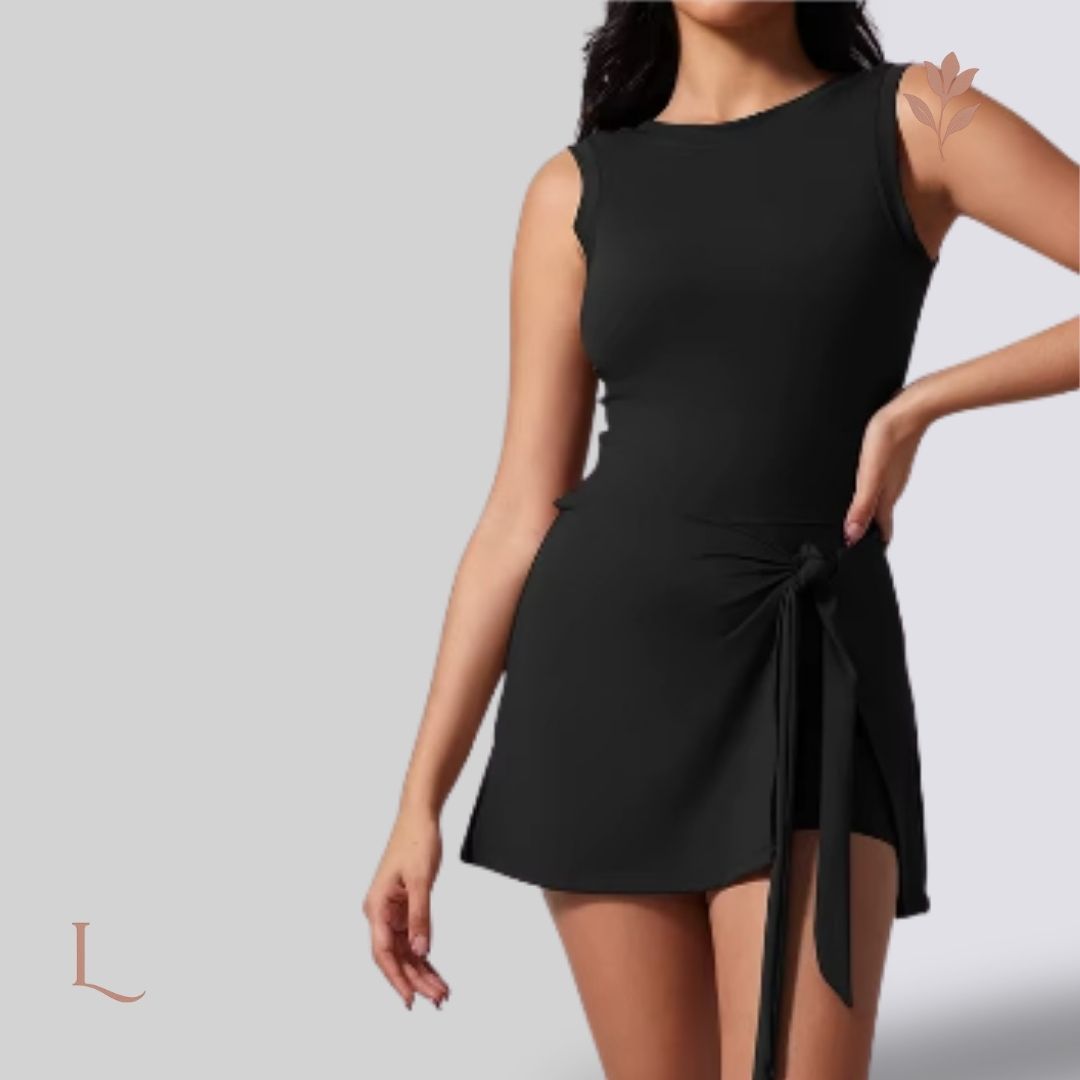 Vestido Esportivo com Shorts Interno – Liberdade e Estilo no Movimento Preto