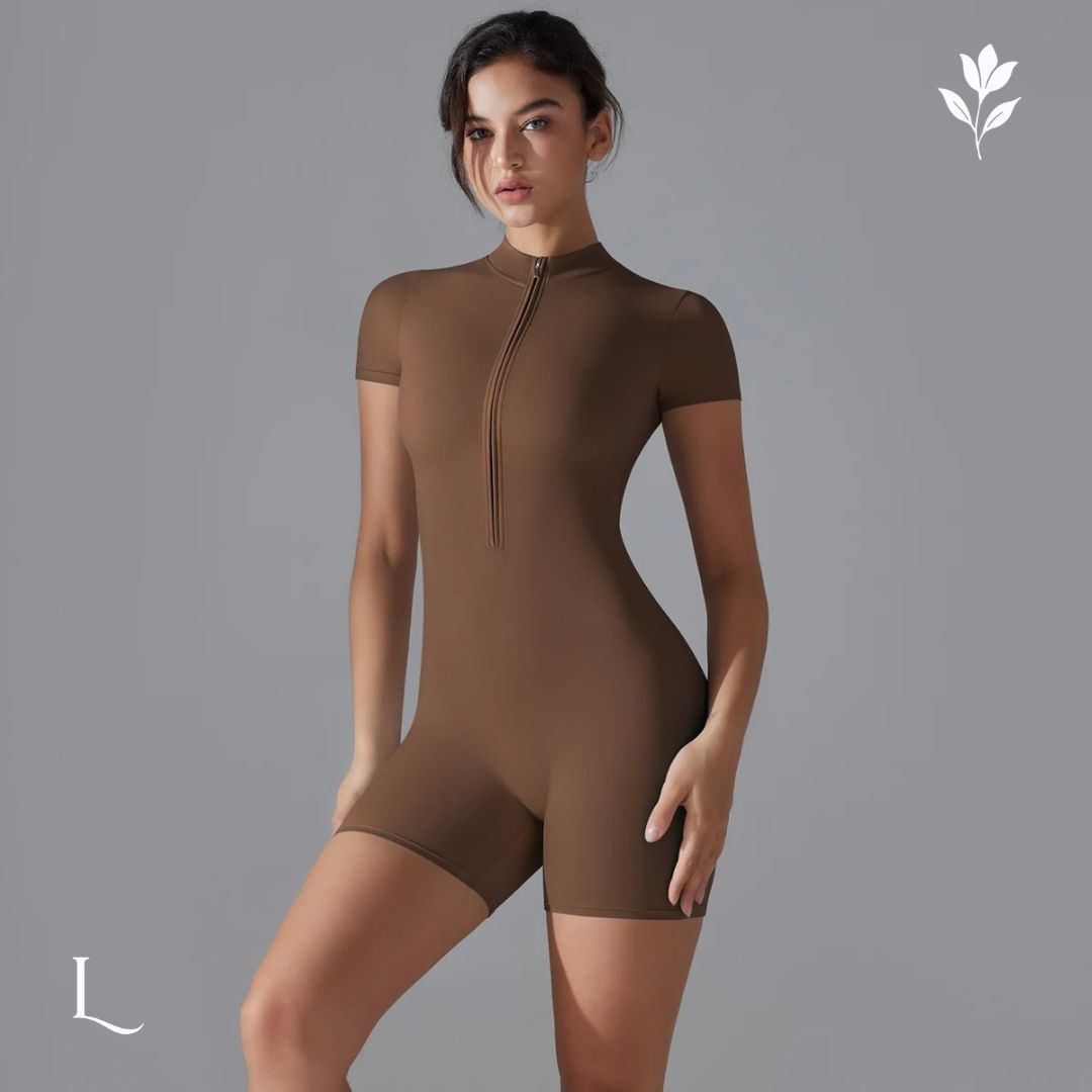 Macacão Feminino com Zíper – Elegância, Liberdade e Alta Performance Marrom