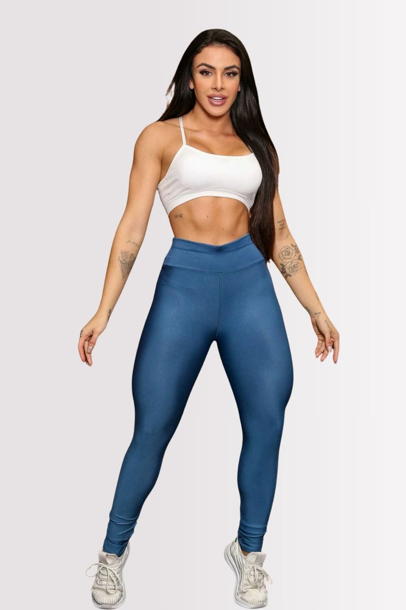 Calça Legging Basic Cintura Alta Azul Turquesa