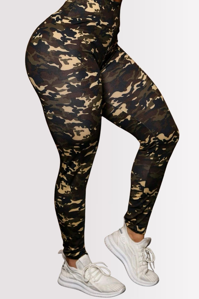 Calça Legging Basic Cintura Alta Estampa Militar