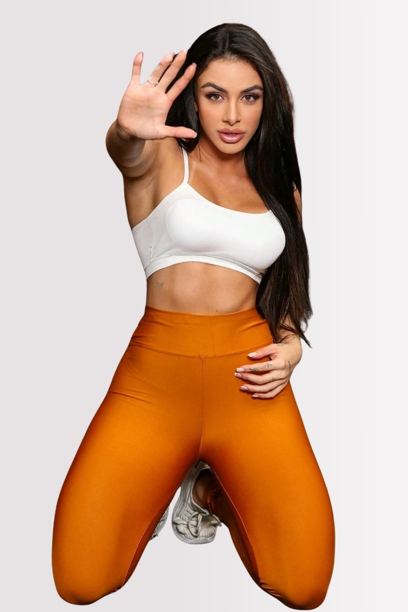 Calça Legging Basic Cintura Alta Mostarda