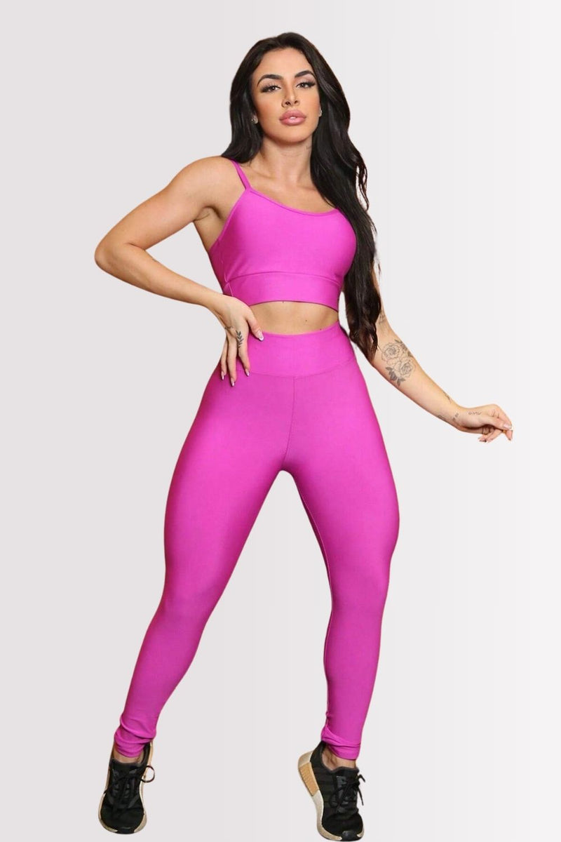Calça Legging Basic Cintura Alta Rosa