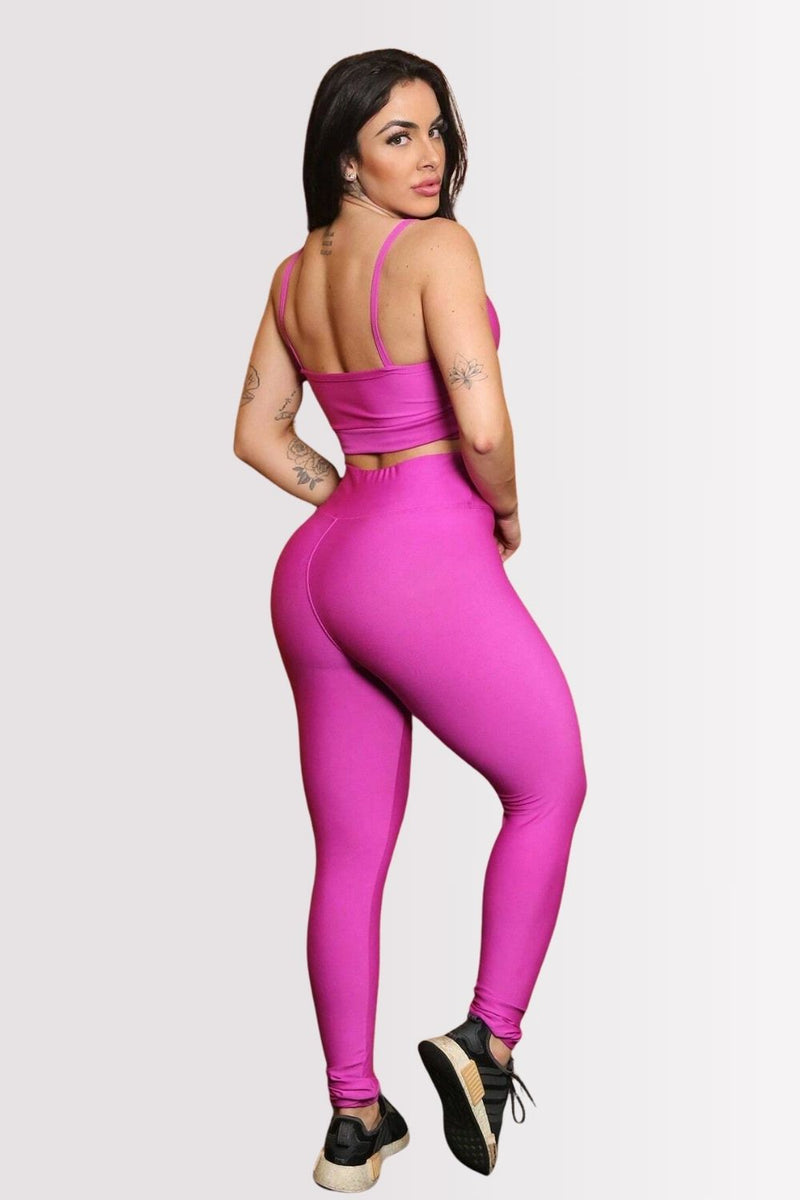 Calça Legging Basic Cintura Alta Rosa