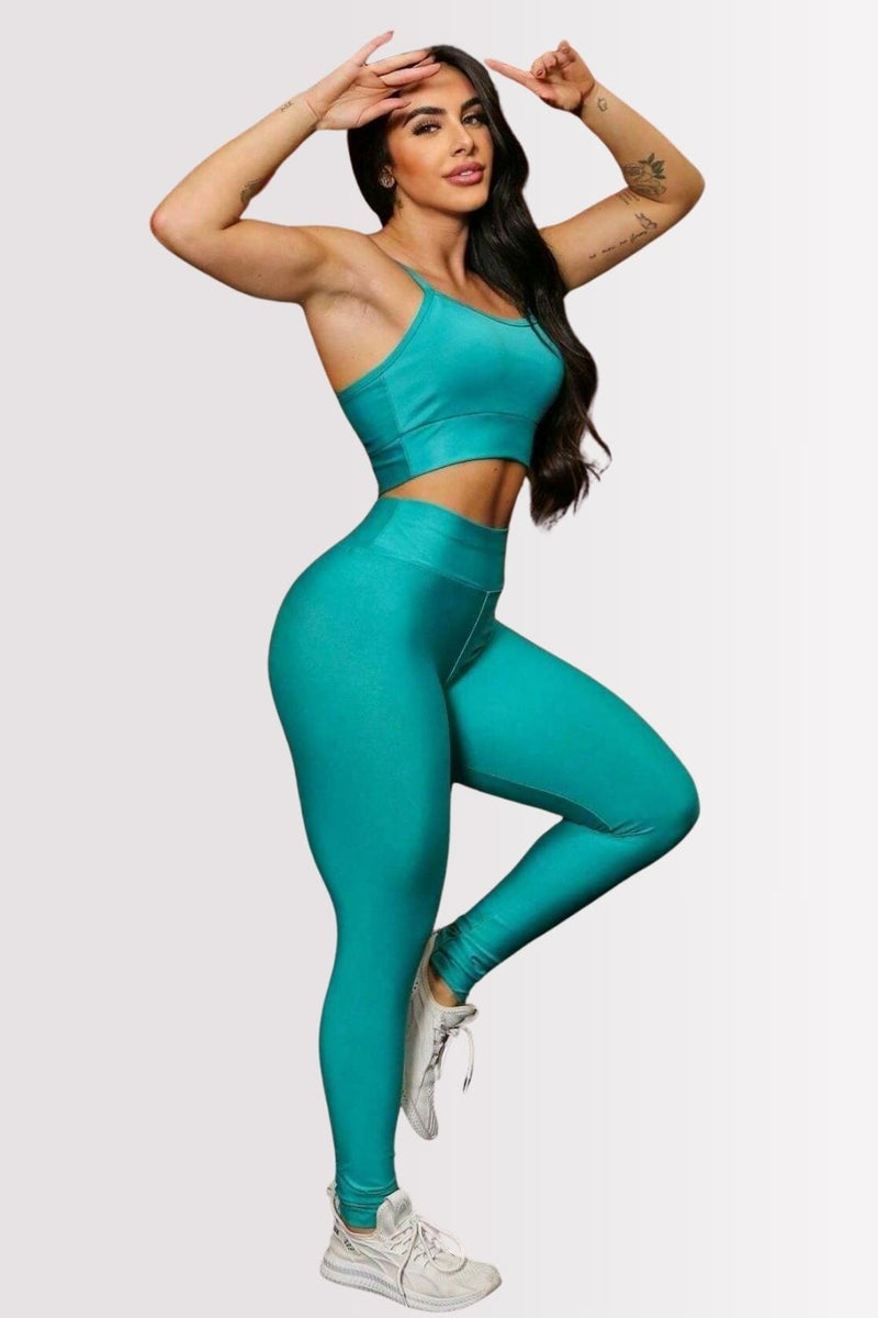 Calça Legging Basic Cintura Alta Verde Água