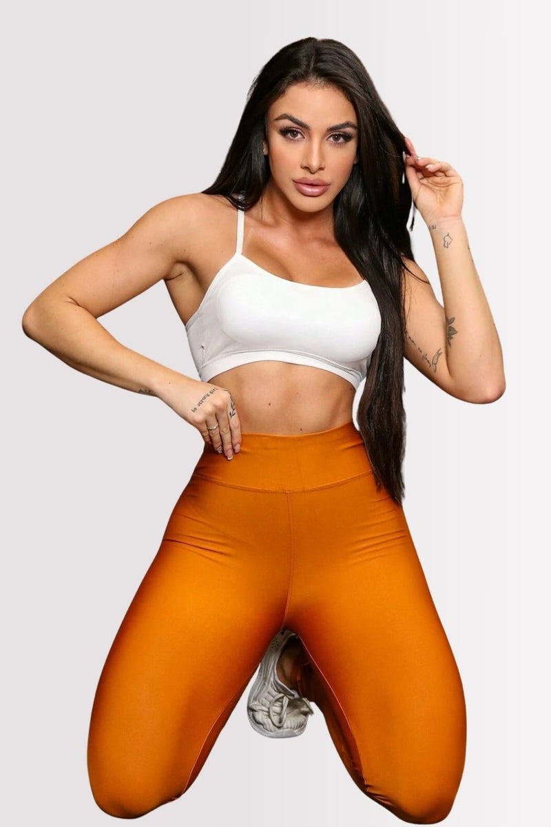 Calça Legging Basic Cintura Alta Mostarda