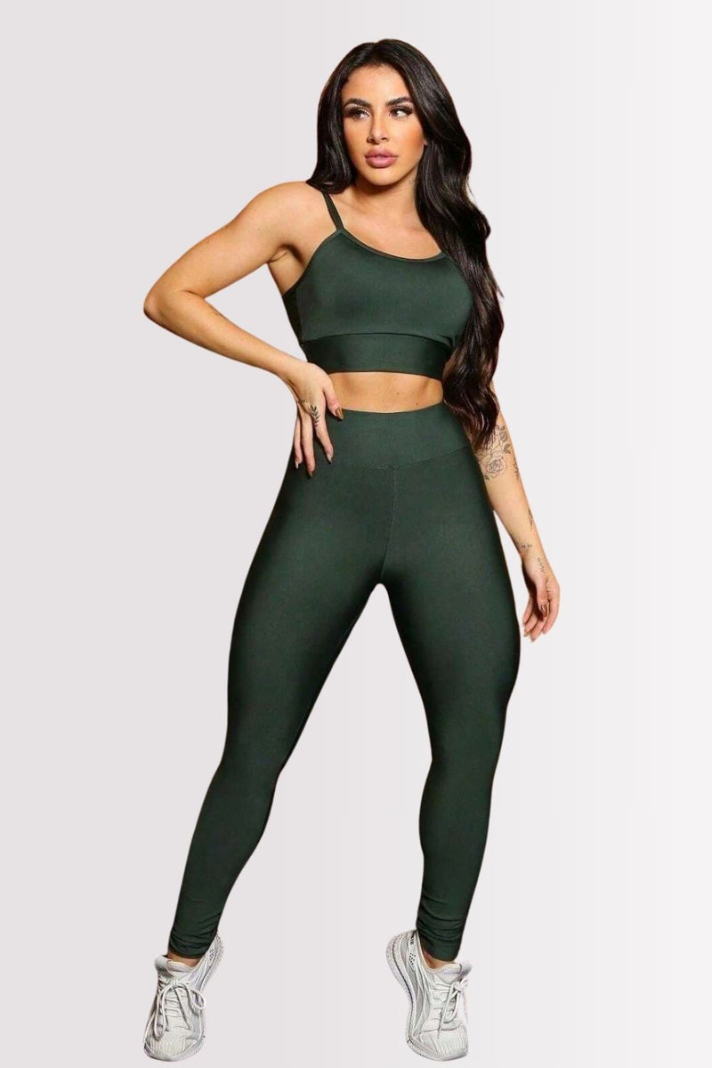Calça Legging Basic Cintura Alta Verde Militar