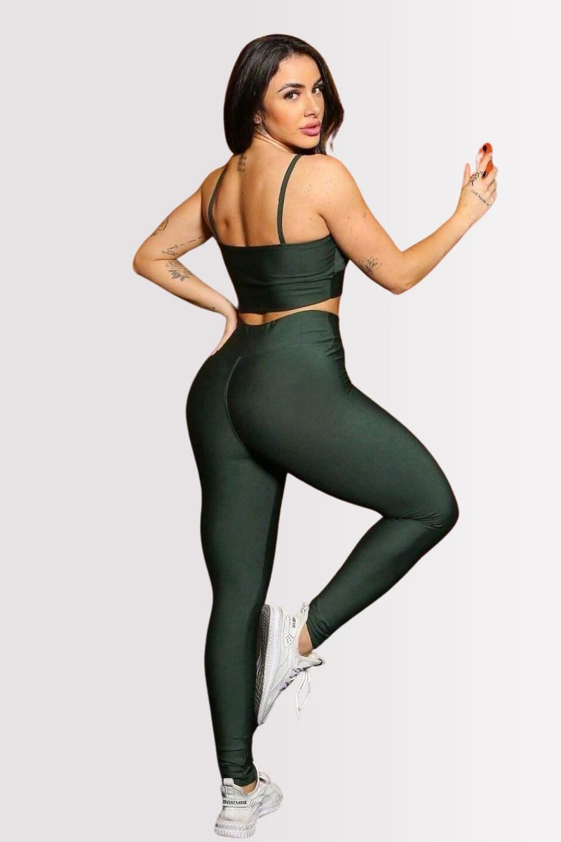 Calça Legging Basic Cintura Alta Verde Militar