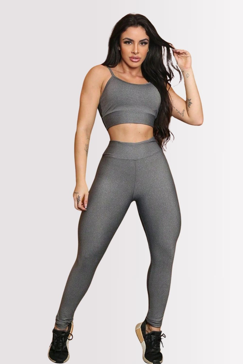 Calça Legging Basic Cintura Alta Cinza