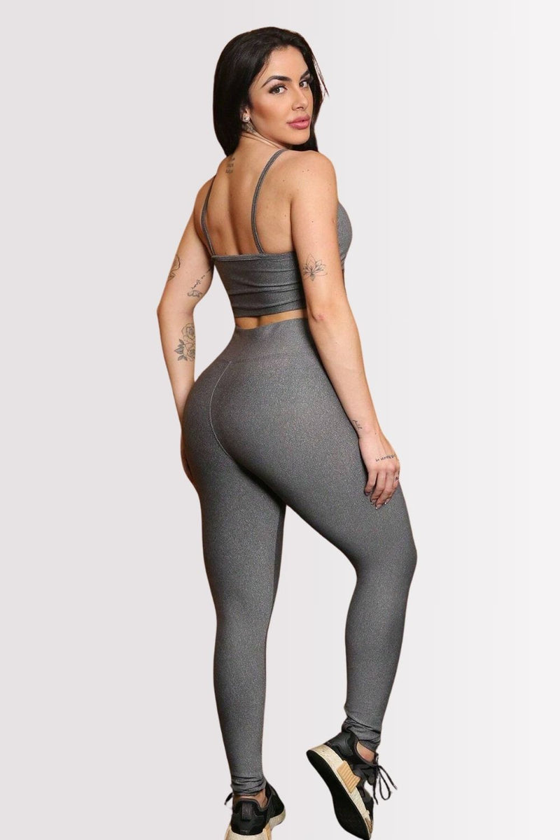 Calça Legging Basic Cintura Alta Cinza