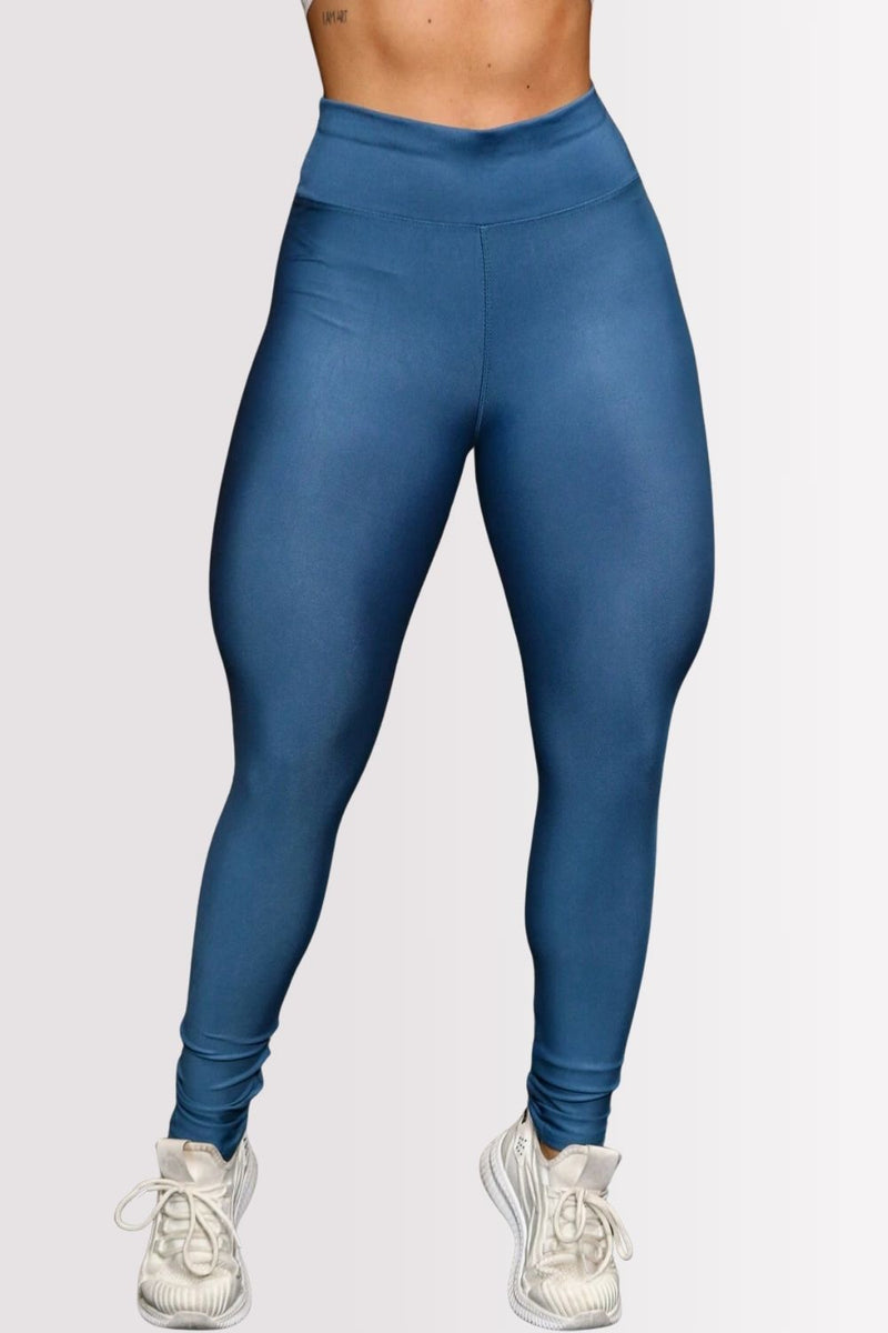 Calça Legging Basic Cintura Alta Azul Turquesa