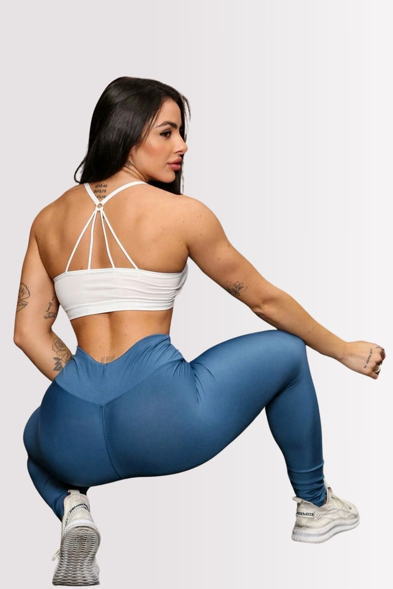Calça Legging Basic Cintura Alta Azul Turquesa