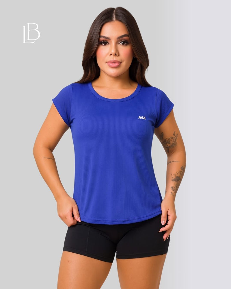 Camiseta Dry Fit Basic Manga Curta Azul Royal