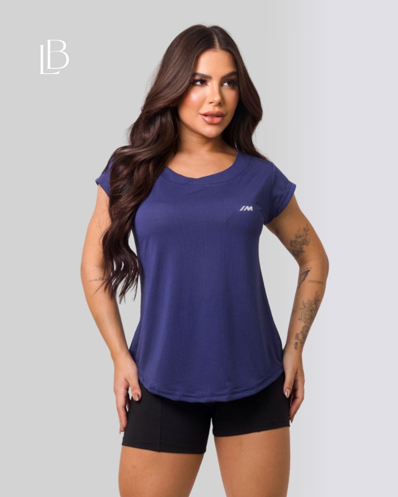 Camiseta Dry Fit Basic Manga Curta Azul Marinho