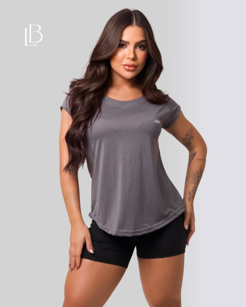 Camiseta Dry Fit Basic Manga Curta Cinza