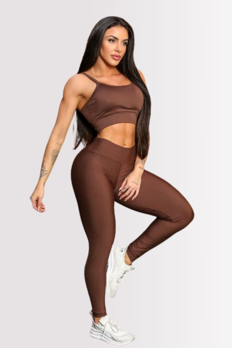 Conjunto Fitness Perfect Form Marrom