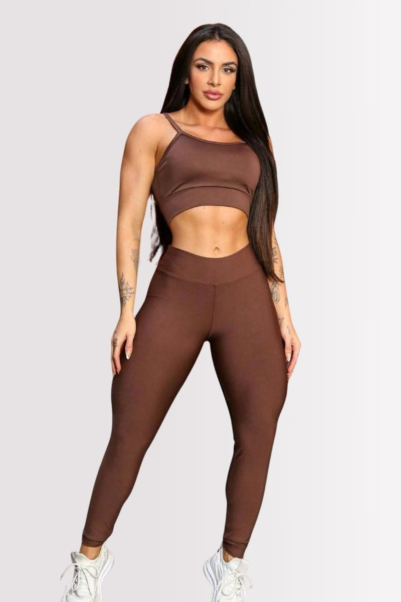 Conjunto Fitness Perfect Form Marrom