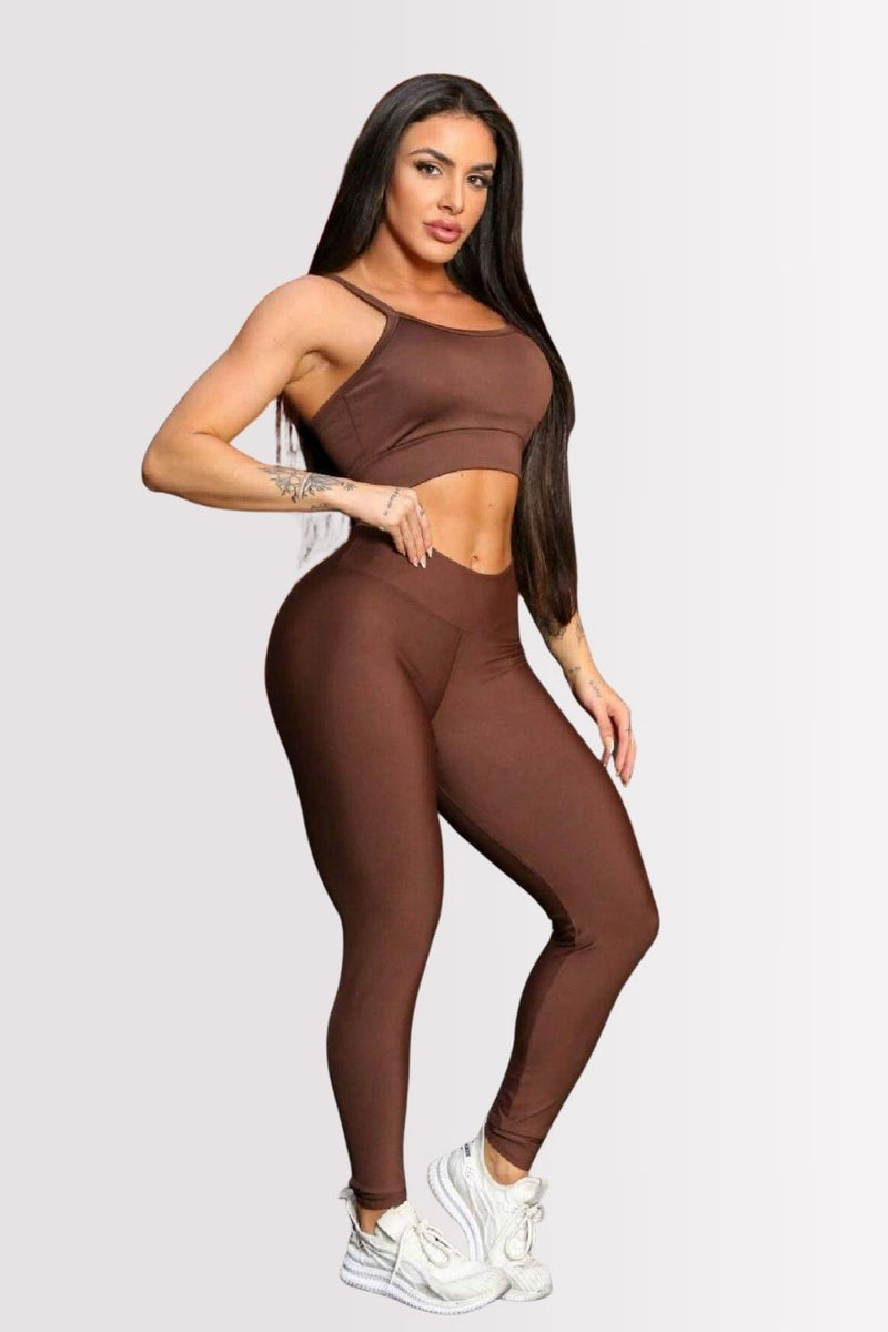Conjunto Fitness Perfect Form Marrom