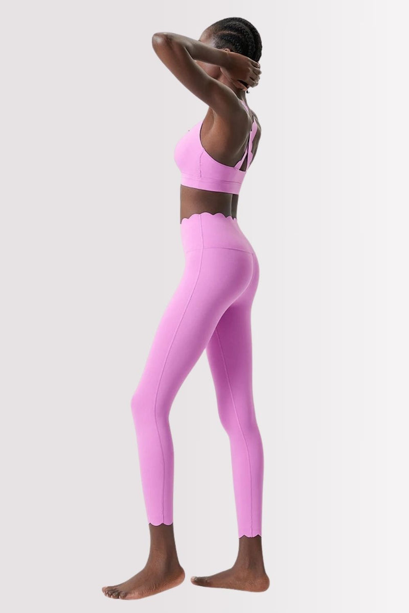 Conjunto Elegance Top Transversal com Legging Rosa Chiclete