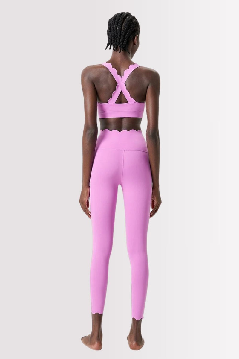 Conjunto Elegance Top Transversal com Legging Rosa Chiclete
