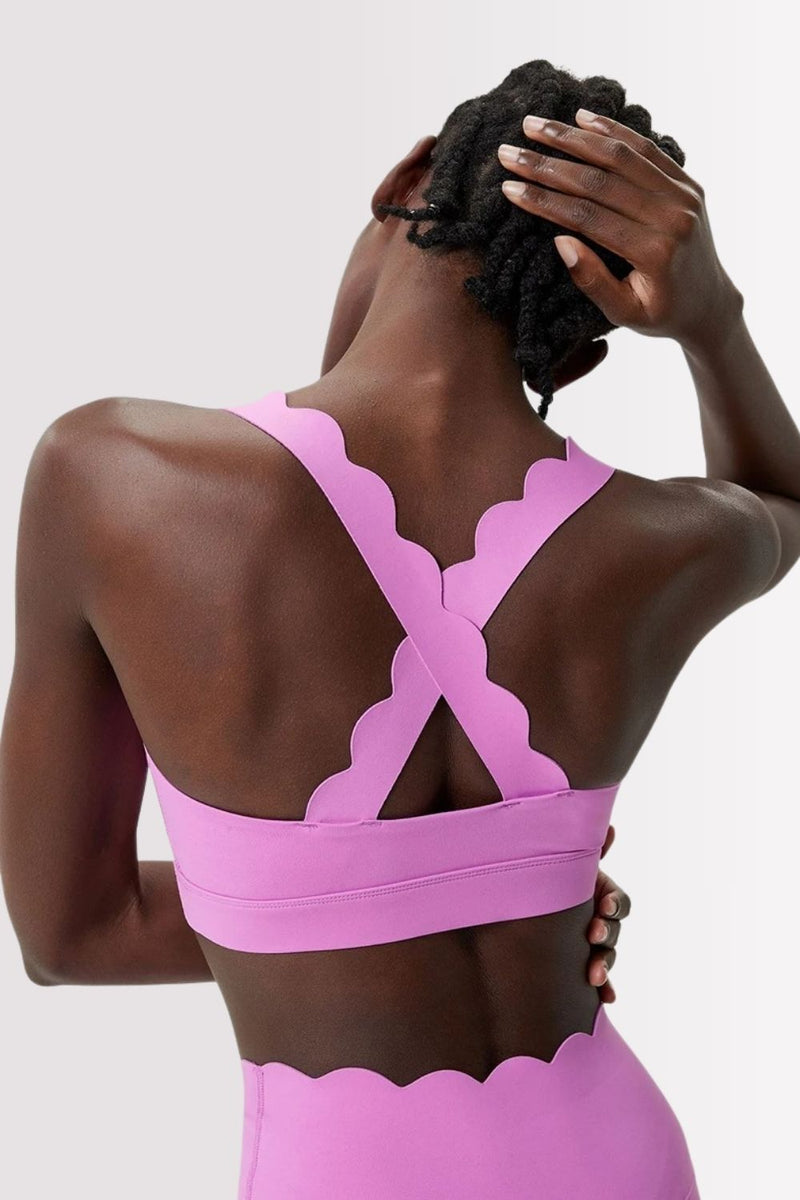Conjunto Elegance Top Transversal com Legging Rosa Chiclete