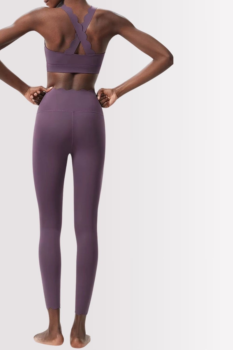 Conjunto Elegance Top Transversal com Legging Roxo