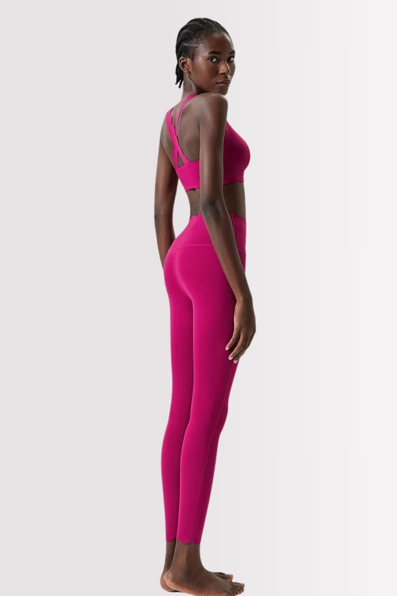 Conjunto Elegance Top Transversal com Legging Cereja