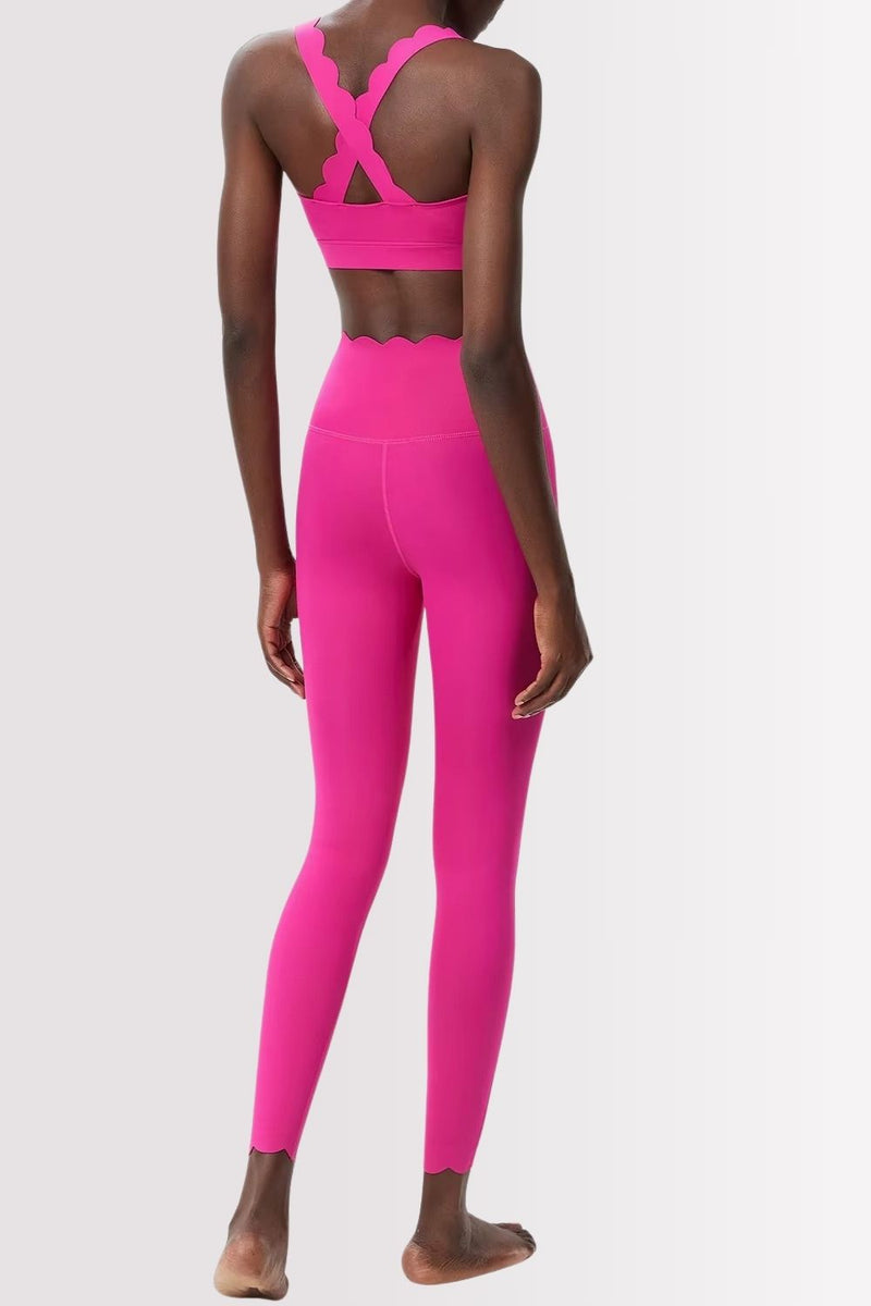 Conjunto Elegance Top Transversal com Legging Rosa Pink