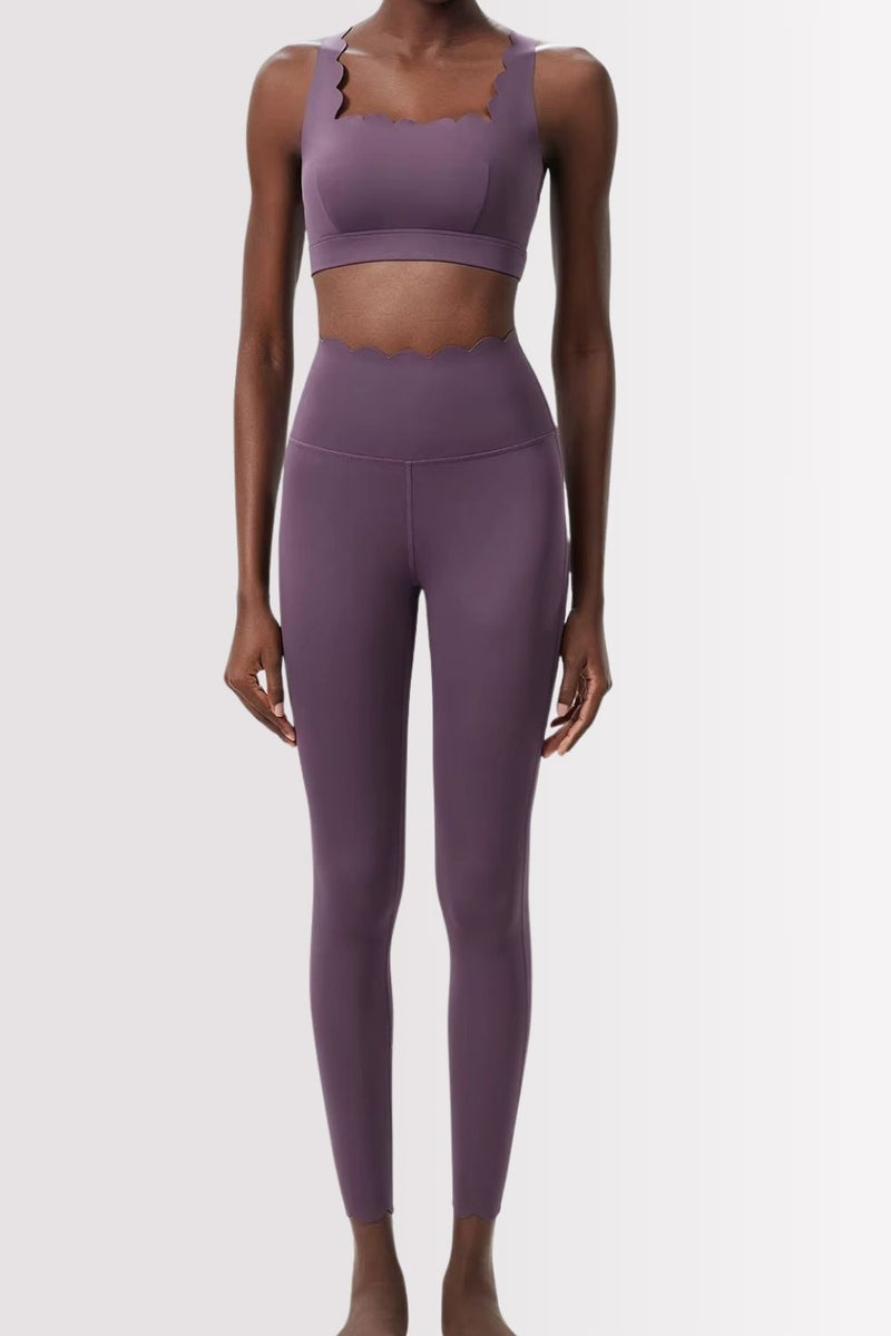 Conjunto Elegance Top Transversal com Legging Roxo