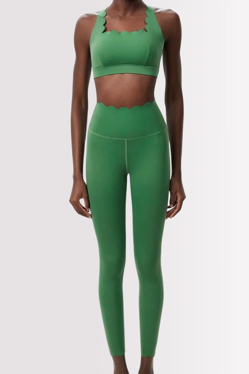 Conjunto Elegance Top Transversal com Legging Verde