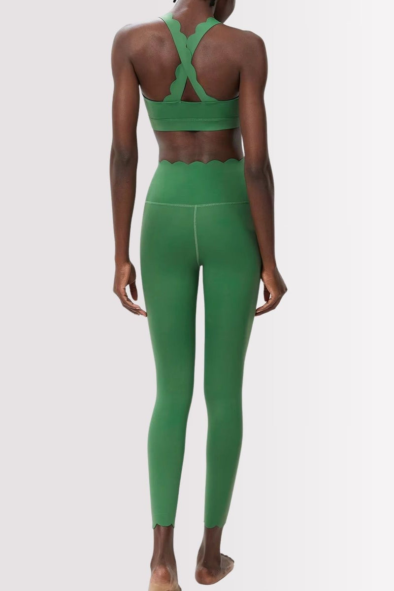 Conjunto Elegance Top Transversal com Legging Verde