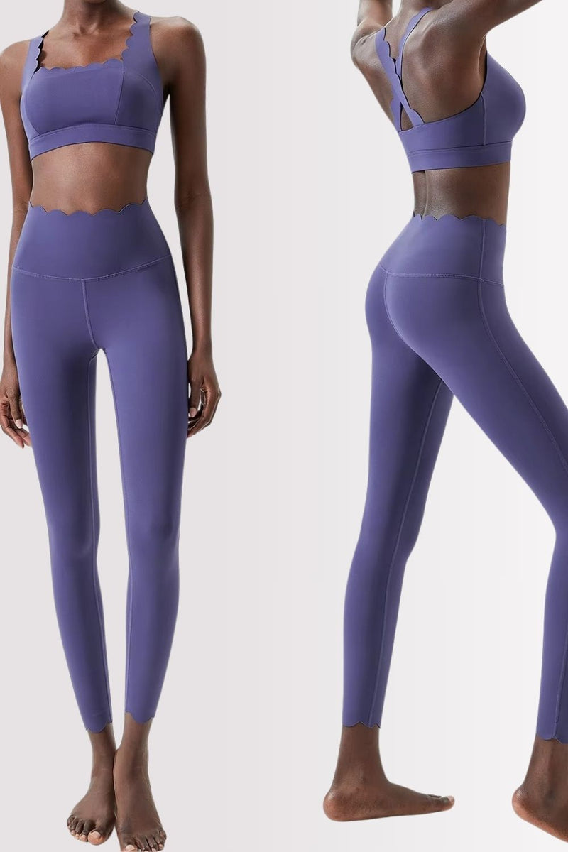 Conjunto Elegance Top Transversal com Legging Azul