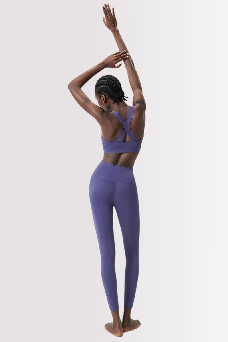 Conjunto Elegance Top Transversal com Legging Azul