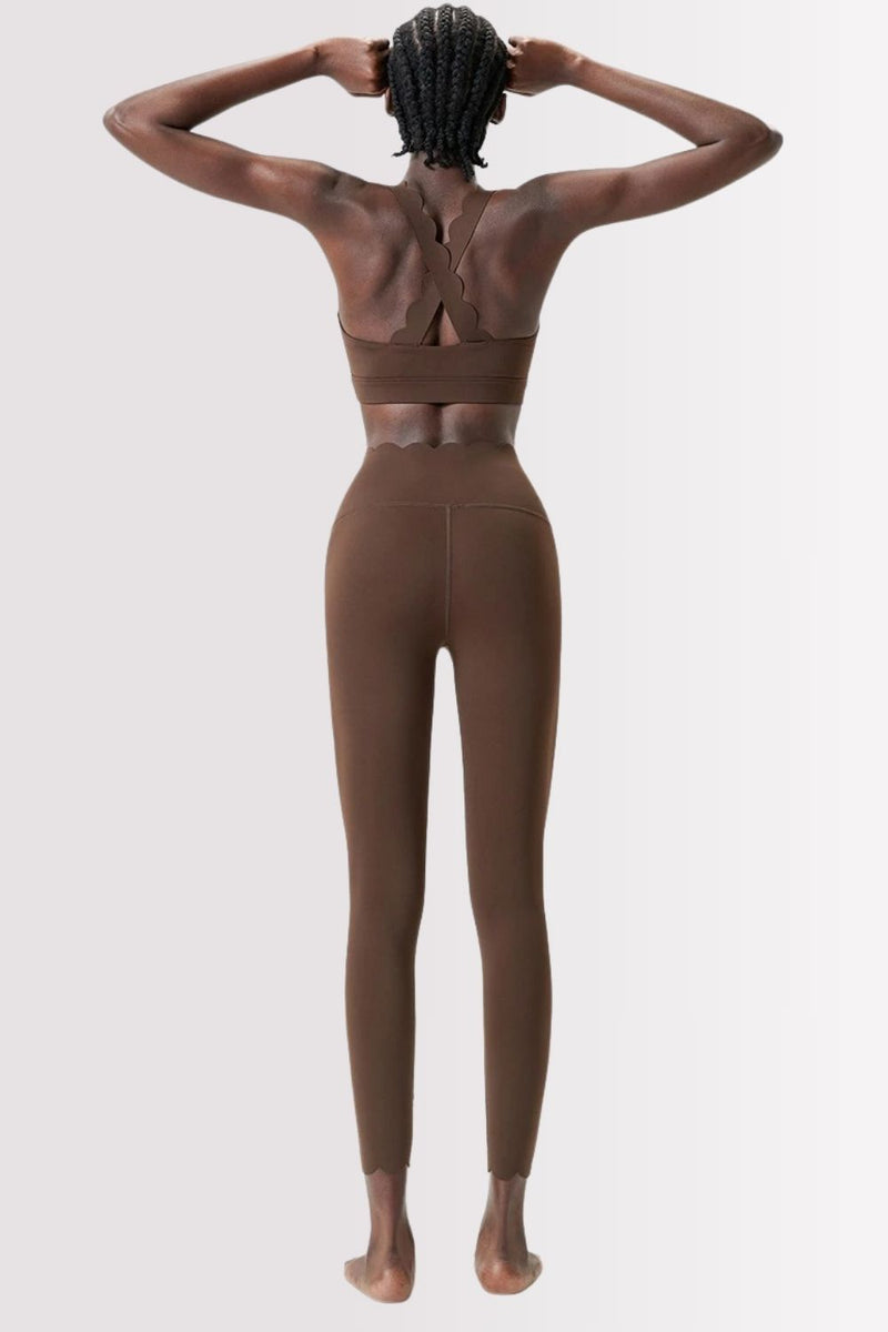 Conjunto Elegance Top Transversal com Legging Marrom