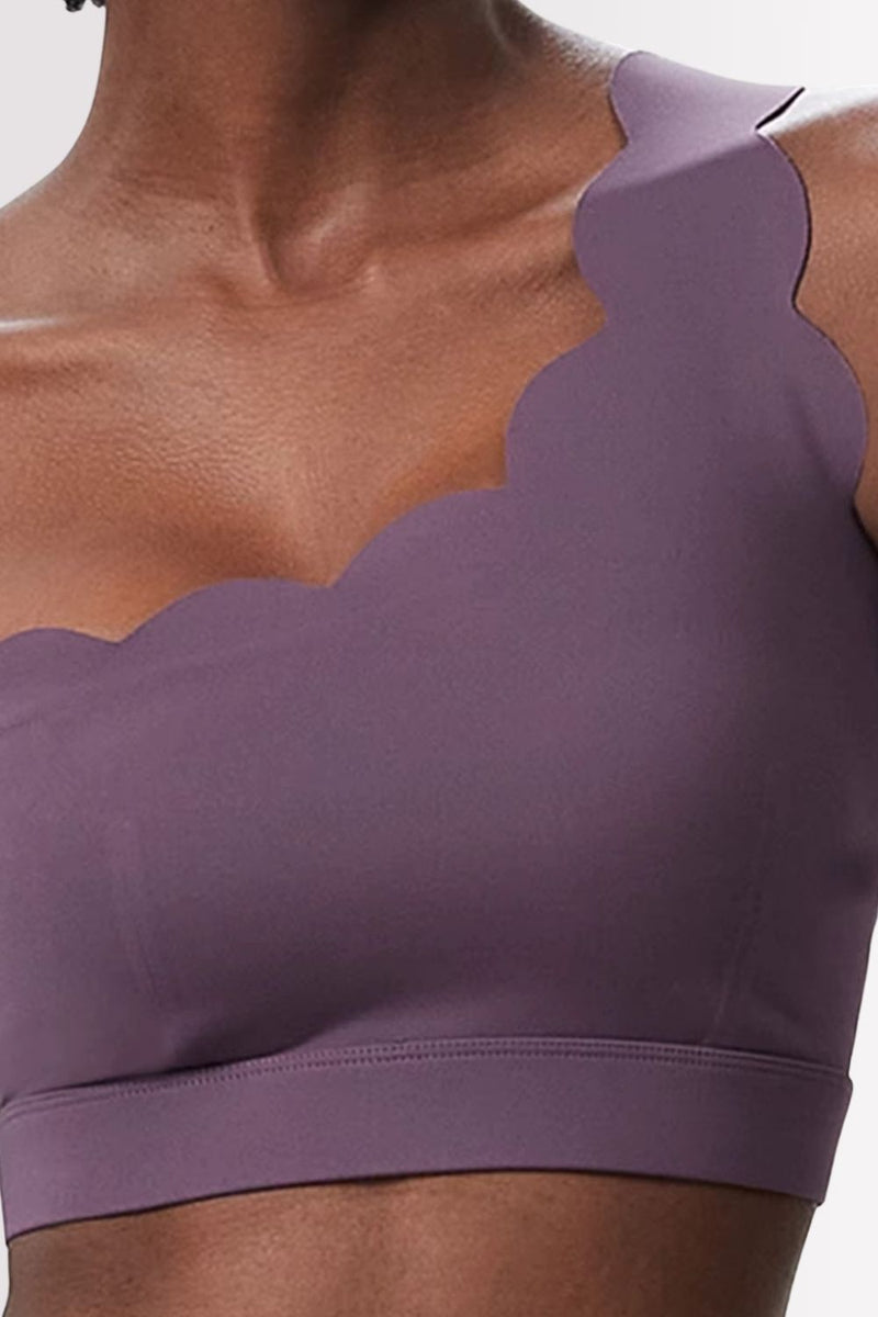 Conjunto Fitness Elegance Ombro Único Com Shorts Roxo