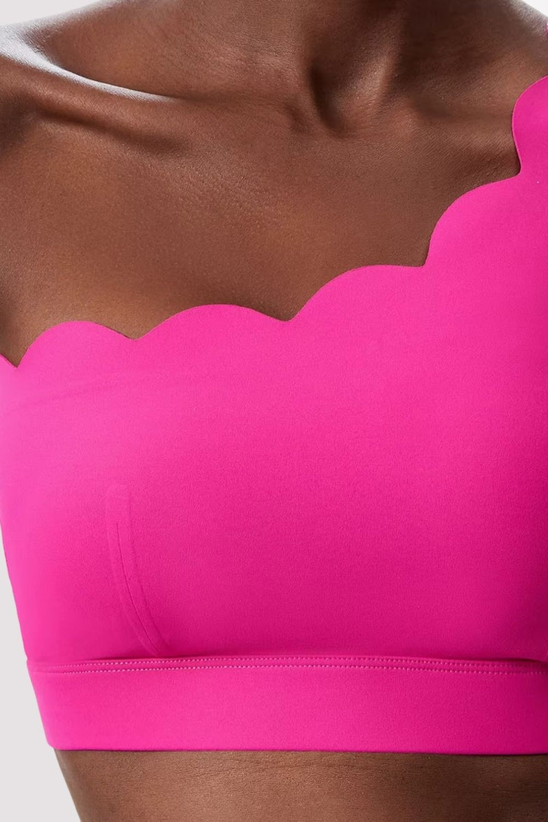 Conjunto Fitness Elegance Ombro Único Com Shorts Rosa Pink