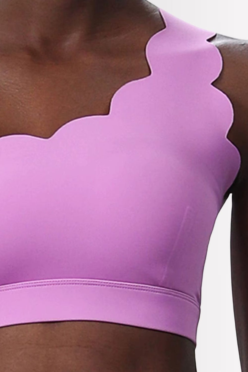 Conjunto Fitness Elegance Ombro Único Com Shorts Rosa Chiclete