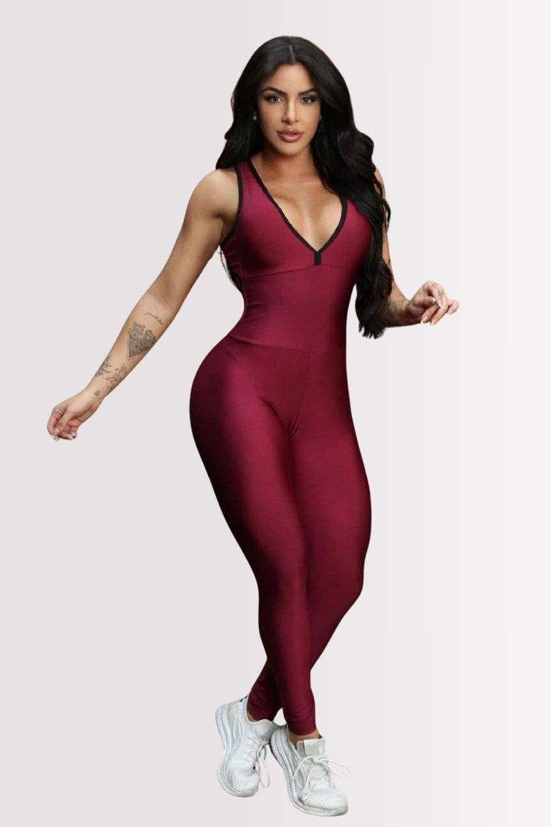 Macacão Fitness Power Back Vermelho
