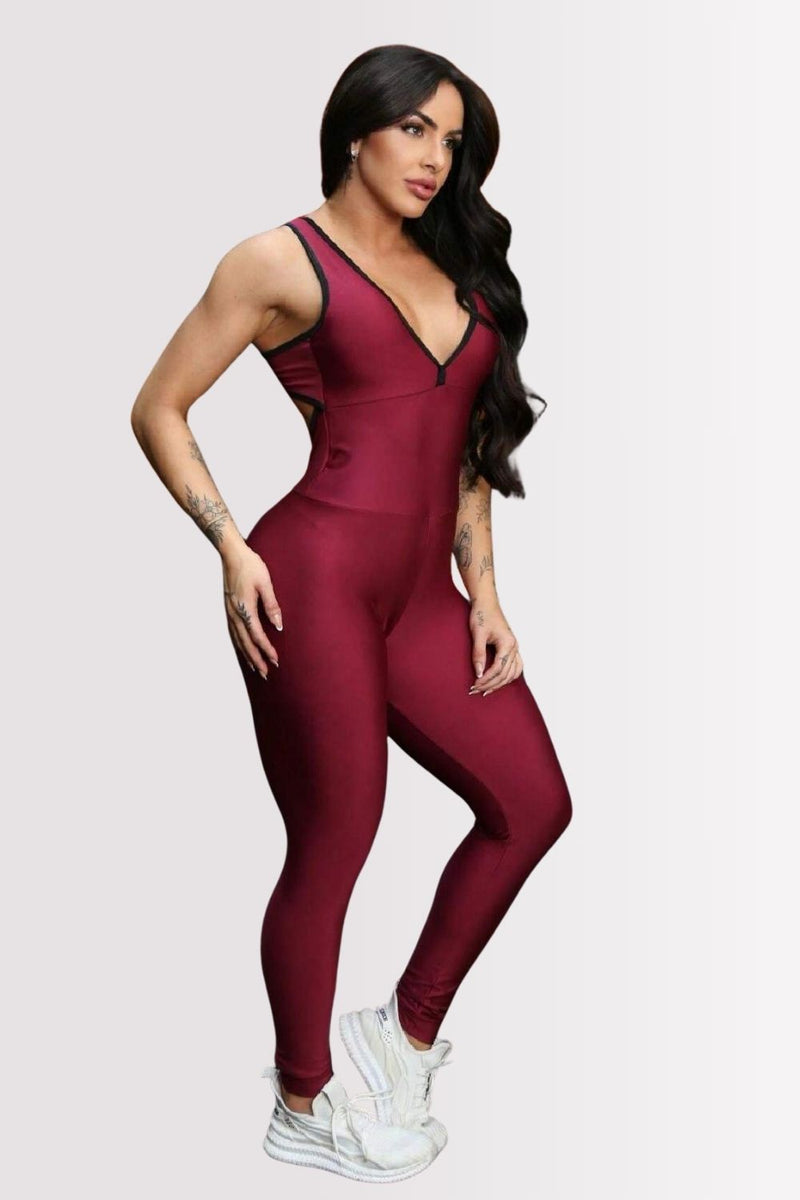 Macacão Fitness Power Back Vermelho