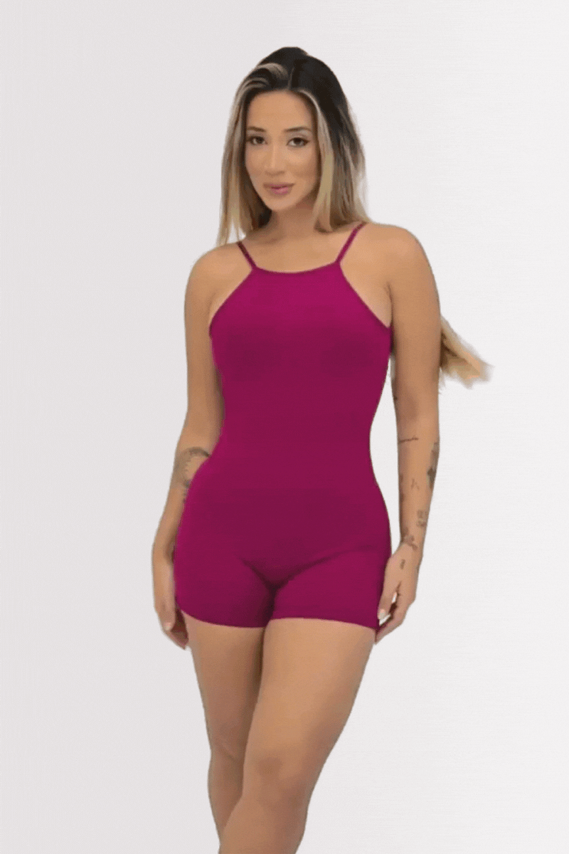 Macaquinho Fitness Costas Aberta Sculpt Vinho
