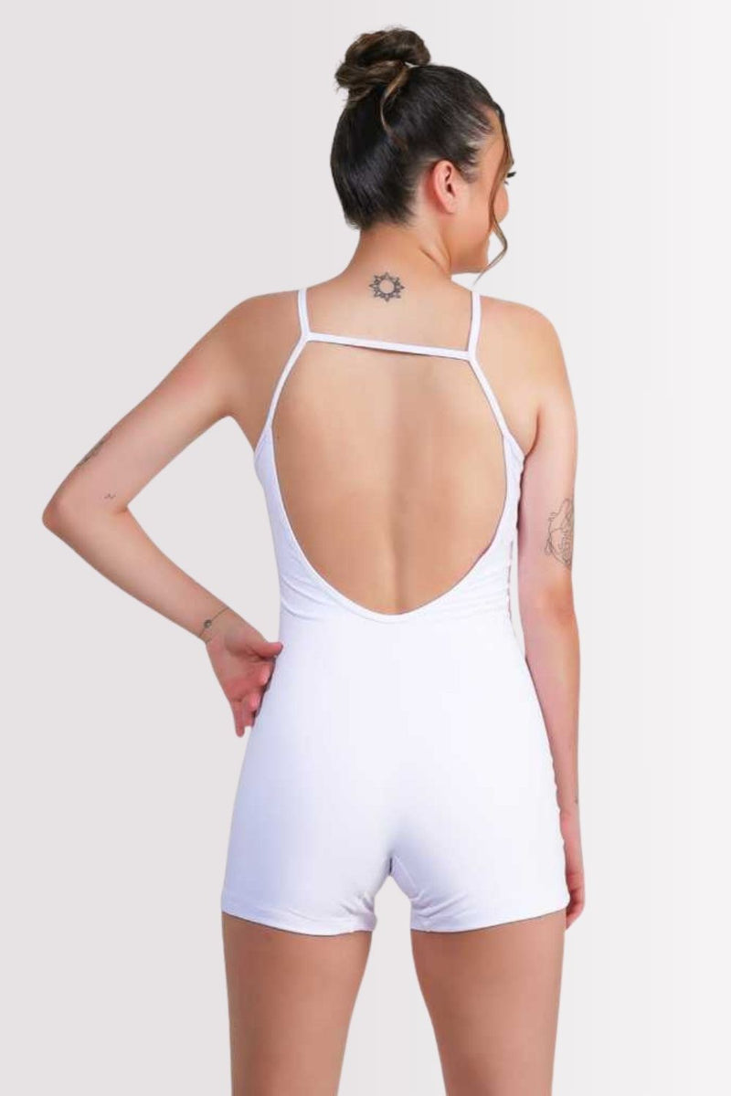 Macaquinho Fitness Costas Aberta Sculpt Branco