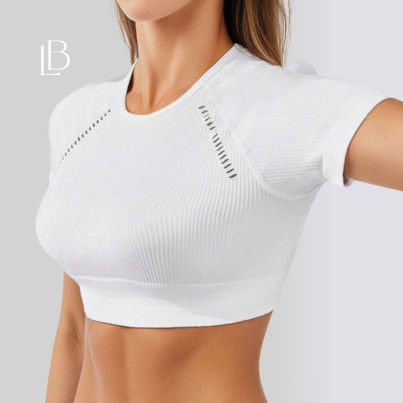 Top Sporty Flow – Leve, Respirável e com Recorte nas Costas Branco