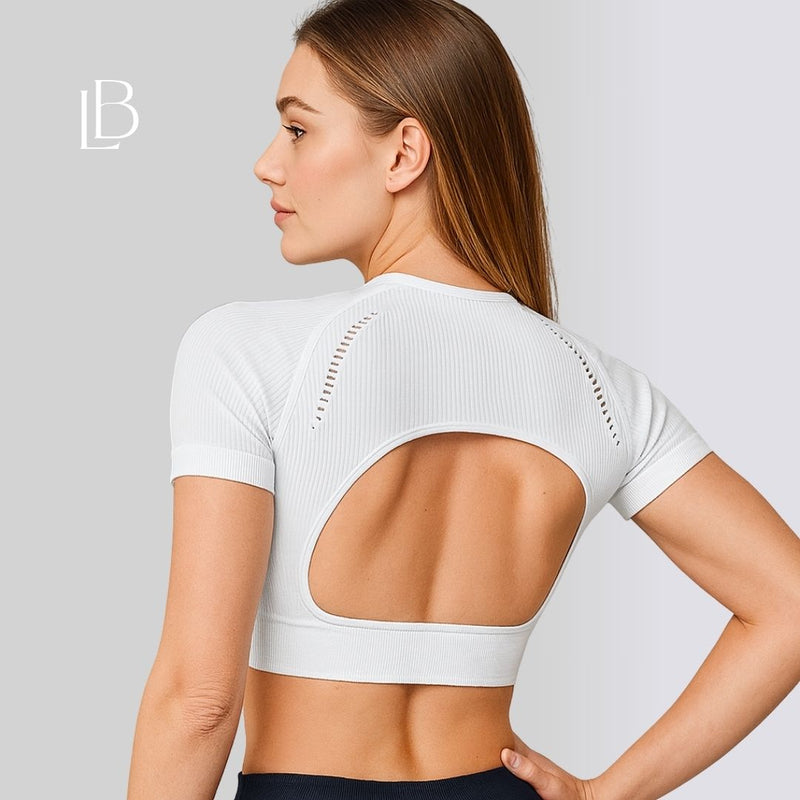 Top Sporty Flow – Leve, Respirável e com Recorte nas Costas Branco