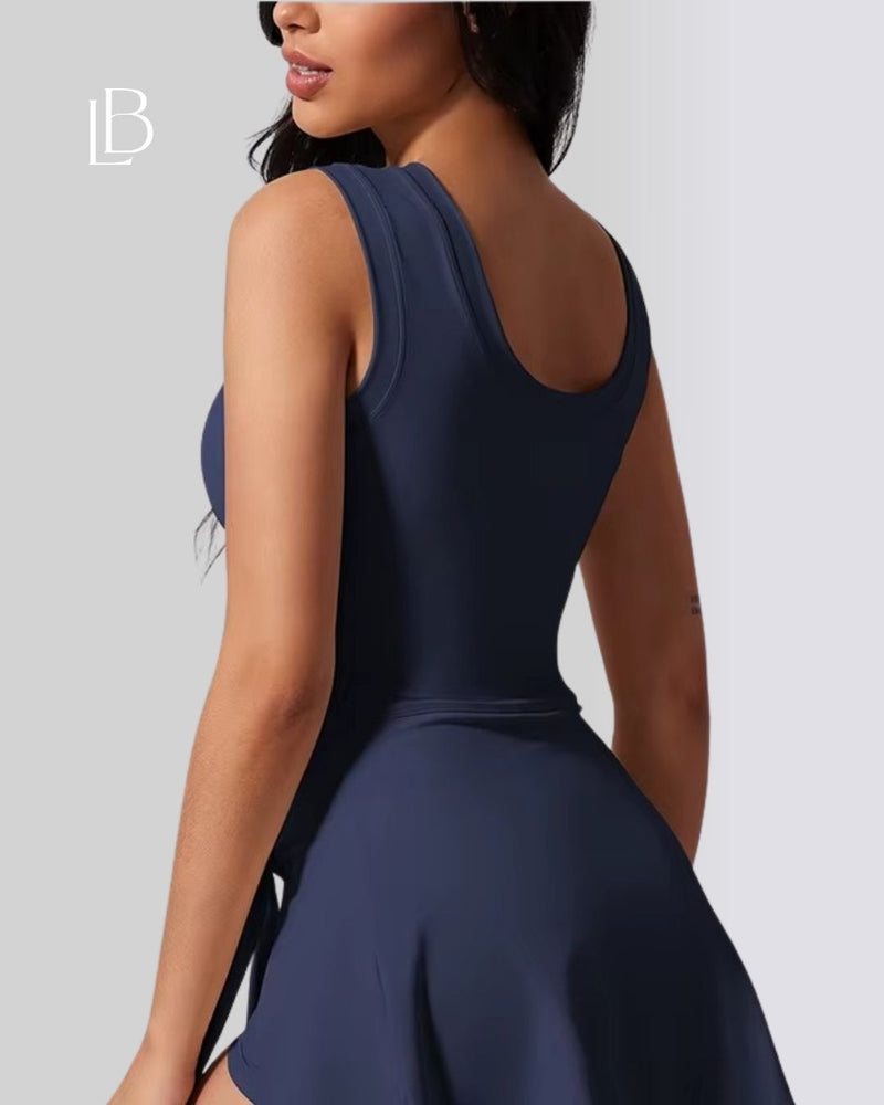 Vestido Fitness Move Com Shorts Interno Azul Marinho