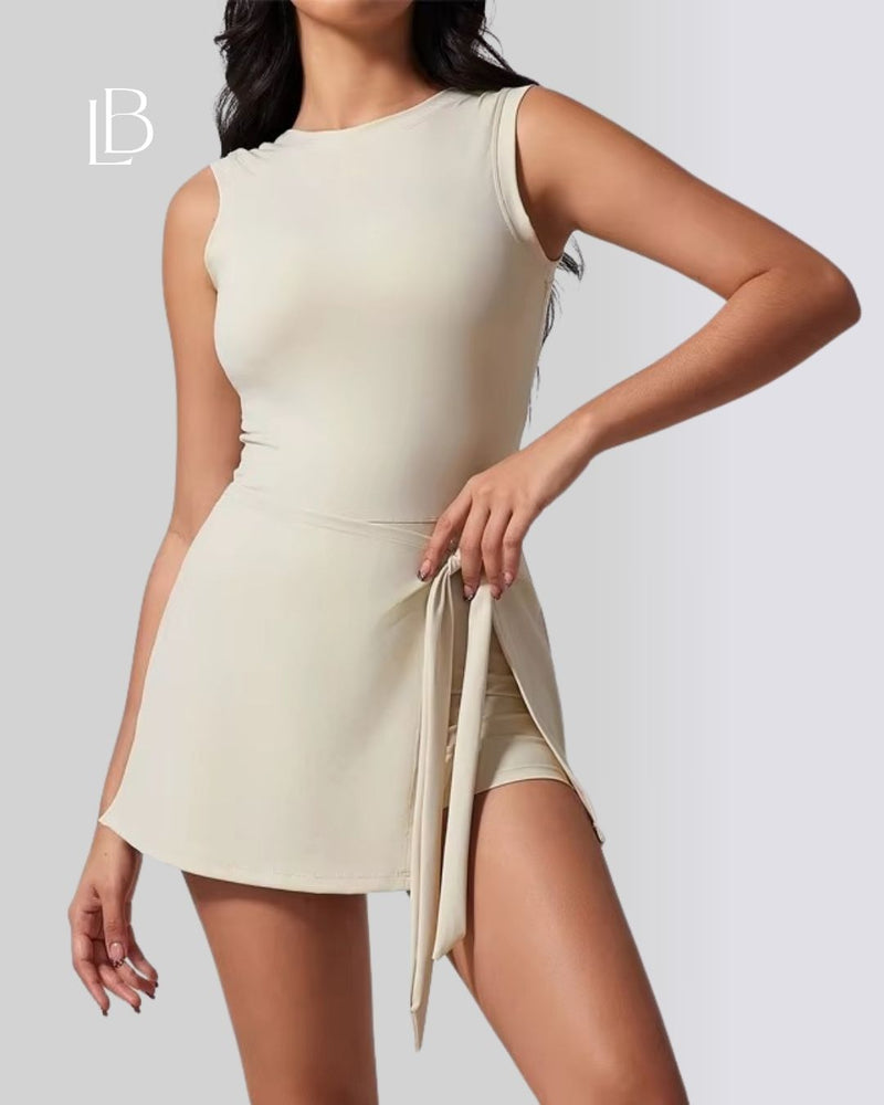 Vestido Fitness Move Com Shorts Interno Off White